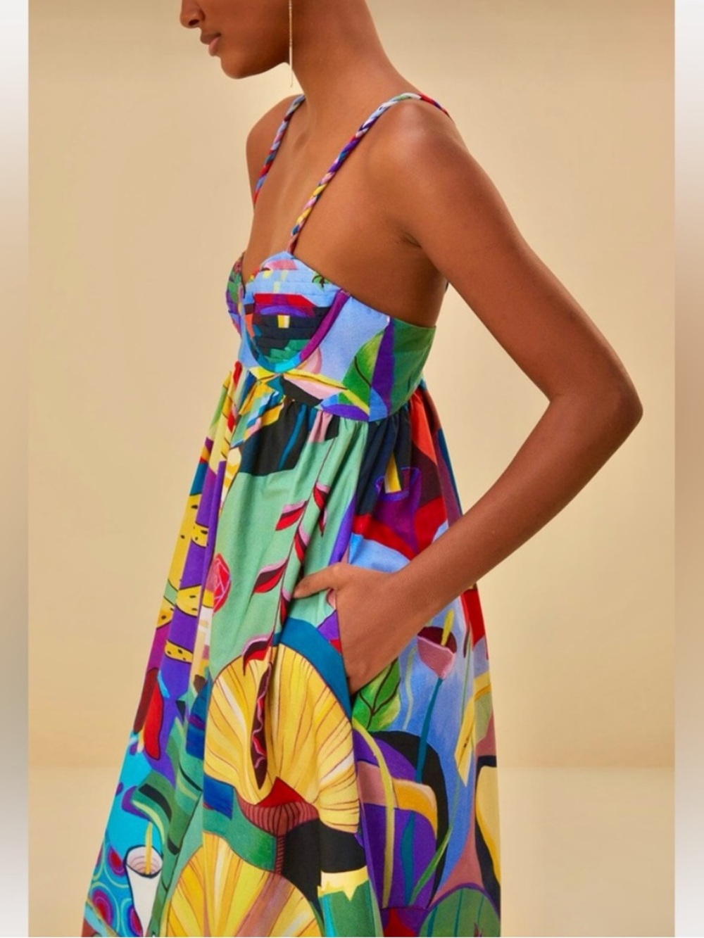 πΊπHPππΊ NWT Farm Rio Tropical Scenario Maxi Dress - Picture 4 of 16